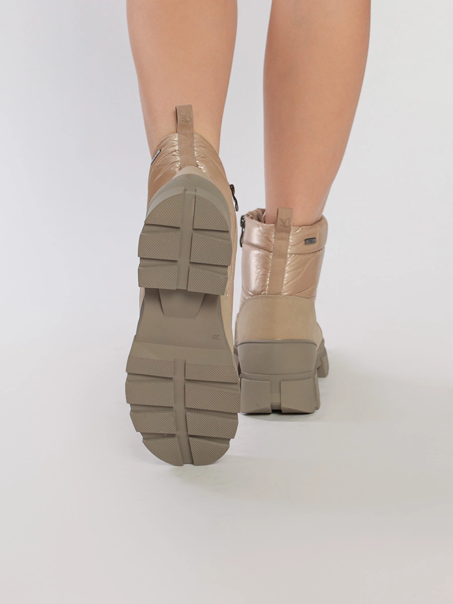 Ботинки-челси бежевого цвета со шнуровкой и молнией